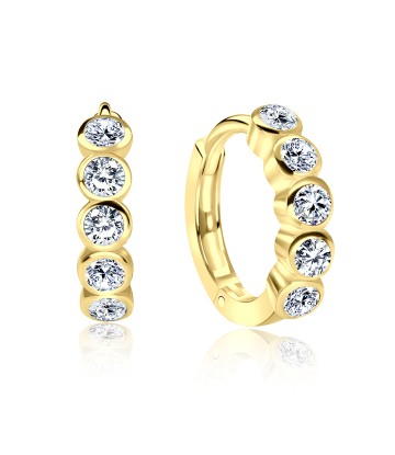 Gold Plated CZ Silver Huggies Earring HO-1605-GP